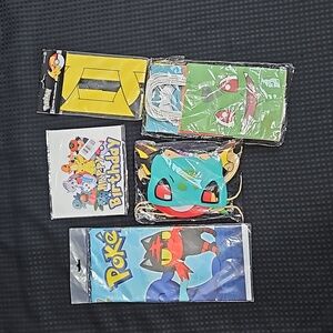 Pokémon, party supplies, pack, bags, tablecover, cake topper,  mask,  headbands.
